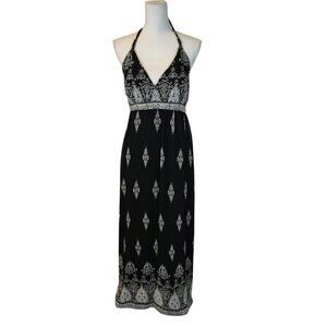 Scarlett Halter Maxi Dress Women Size 16 Black Side Zip Built In Bra Vacation